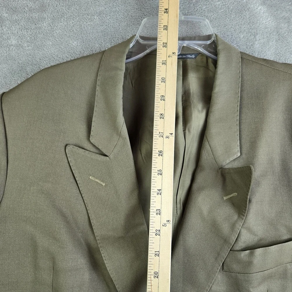 Vintage Lizi Rossi Blazer Men Olive Green Wool Double Breasted Pura Lana Vergine
